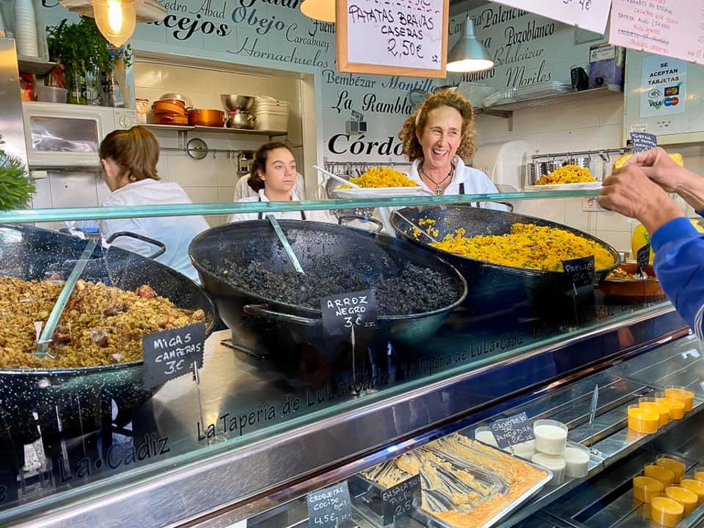 Paella stall at Cadiz market